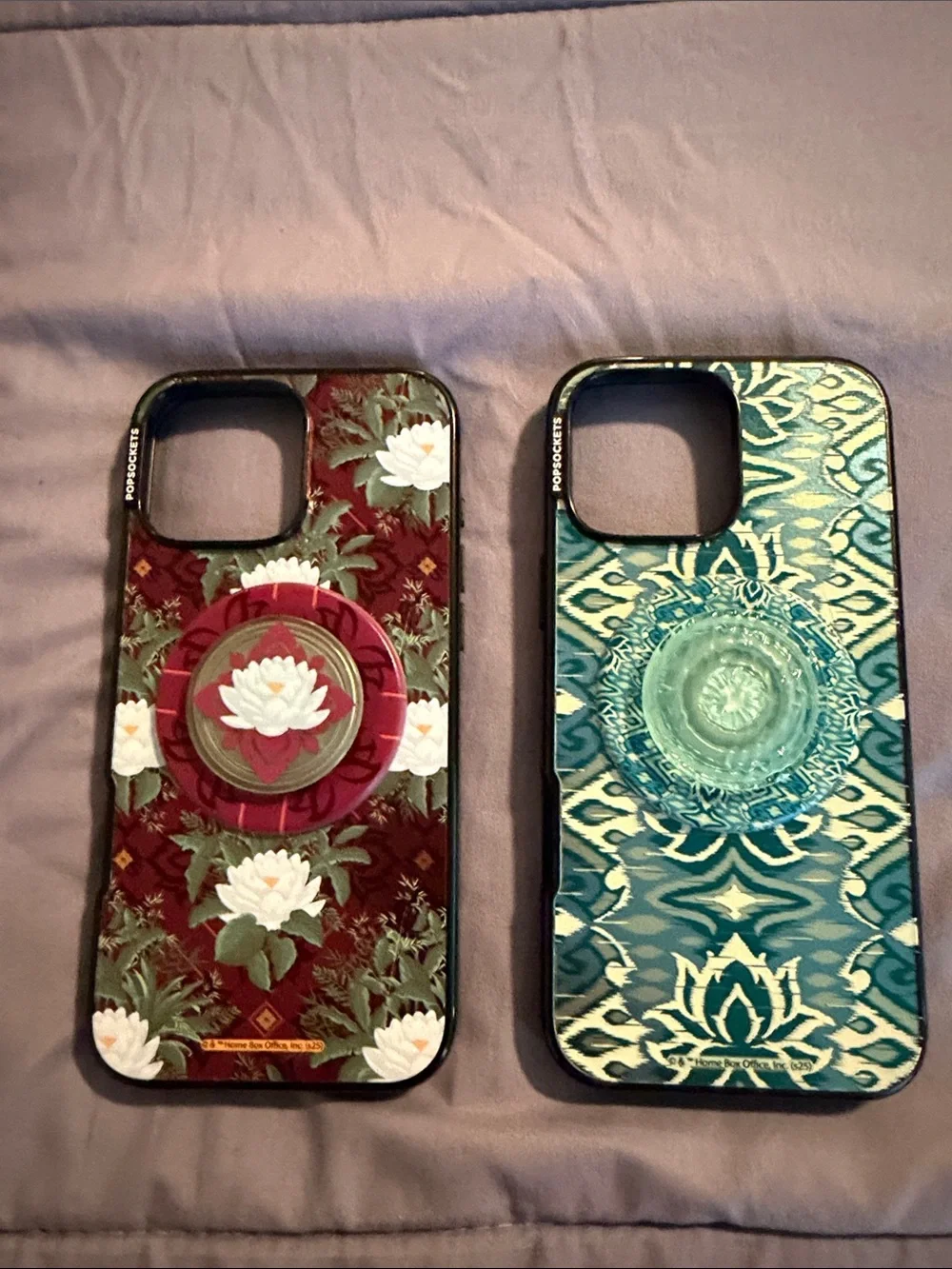 White Lotus Pop Socket cases for IPhone 16 Pro Max